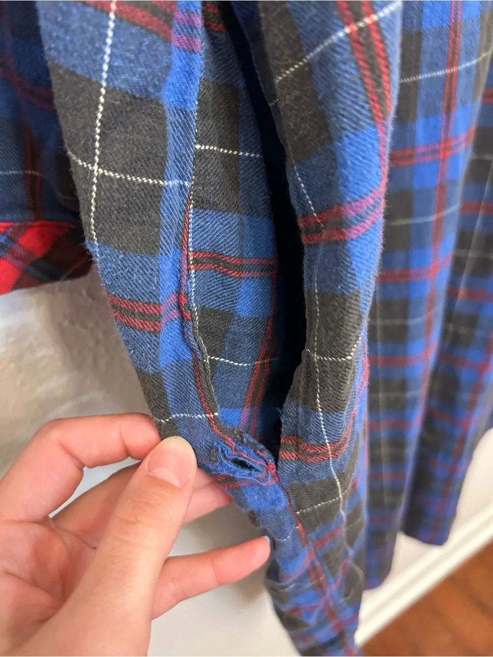 Vintage Disney Dopey Embroidered Blue/Red Plaid Long Sleeve Flannel Nightgown - Picture 6 of 7